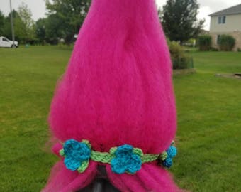 Princess Poppy Crochet Troll Hat - Halloween Costume - Trolls Wig - Troll Hair - Trolls - Photo Prop - Dance Costume - cosplay