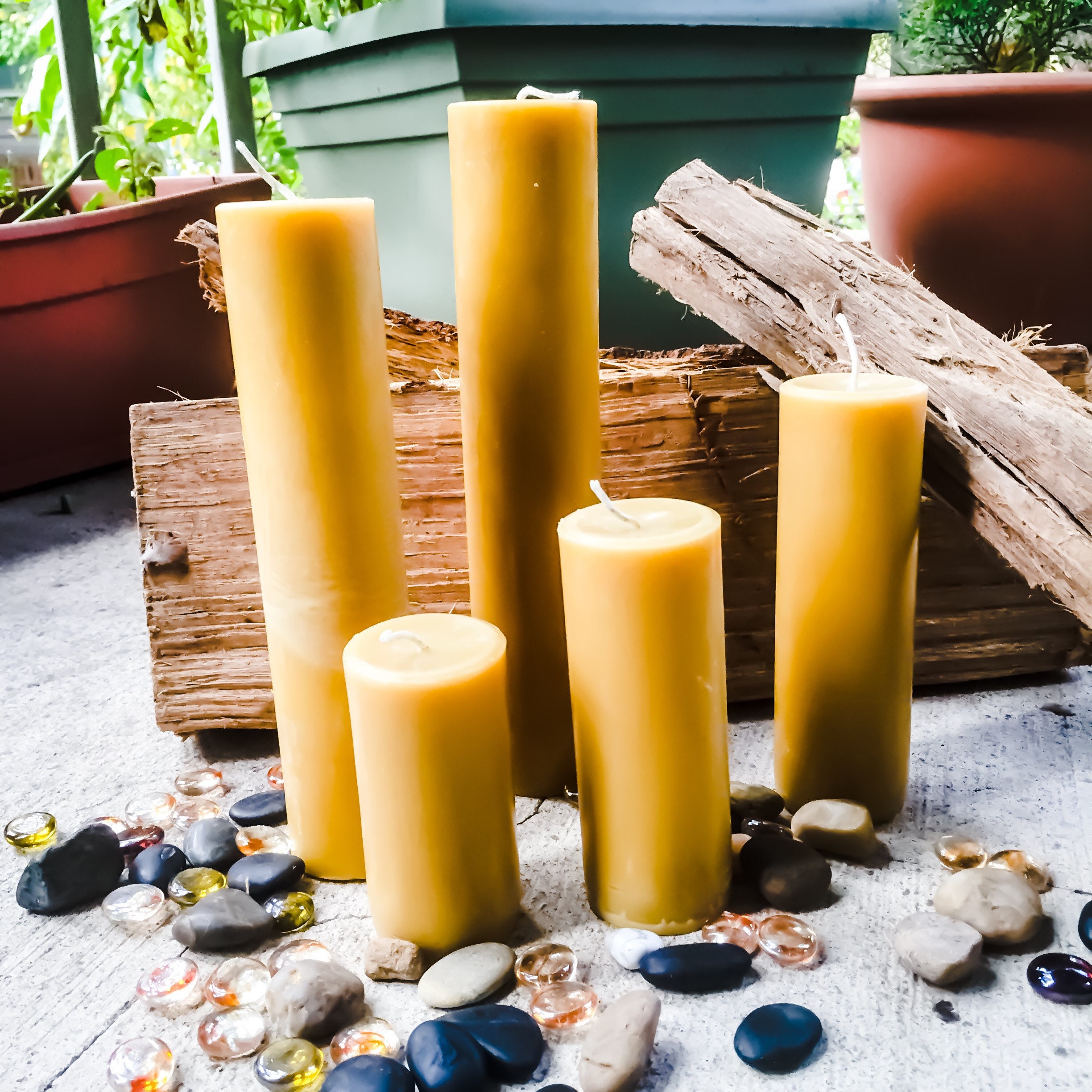 Extra Tall, Elegant 100 Pure Organic Beeswax Pillar Candles. 2 in