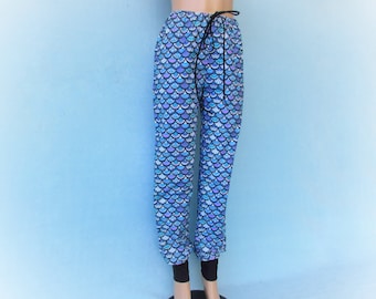 Mermaid scales beach breakdance bellydance harem yoga mermaid pants, womens size XL
