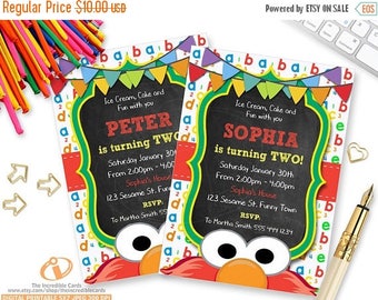 50% OFF SALE Elmo Invitation, Sesame Street Invitation, Chalkboard, Sesame Street, Second Birthday, 2nd Birthday, Printable Invitation