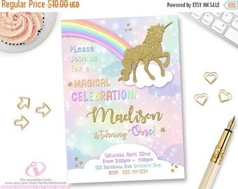 OFF SALE Unicorn Invitation, Rainbow Invitation, Magical Birthday Invitation, Unicorn Birthday Invitation, Rainbow Birthday Invitation, Unic