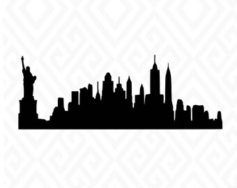 New York City Skyline Silhouette; SVG, Studio 3, DXF, AI. Ps, and Pdf, Eps Cutting Files for Electronic Cutting Machines