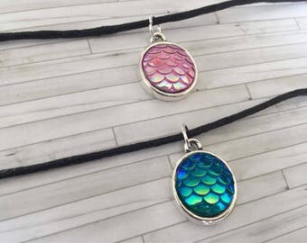 Mermaid Choker, Chokers, Mermaid Scale Chokers, Gift for Her, Gift for Him, Birthday Gift, Alternative Chokers, Gift for Friend