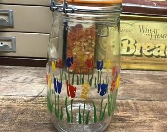 Vintage Canister Tulips France 1.5 Liter