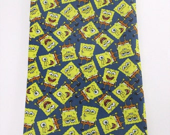 Tissu Coton imprimé thème " Bob l'éponge " Blue