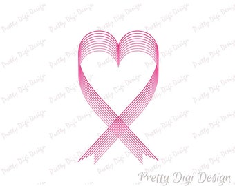 Heart pink ribbon, Breast Cancer Ribbon Svg, Dxf, PNG hope symbol, Survival campaign digital sign, support, cause, help, faith, fight, cure