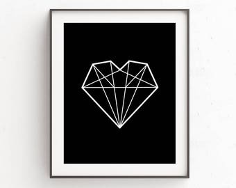 Digital Prints, Best Friends Gift, Gift Idea For Her, Printables, Bathroom Printables, Dorm Decorations, Printable Wall Art, Diamond Heart