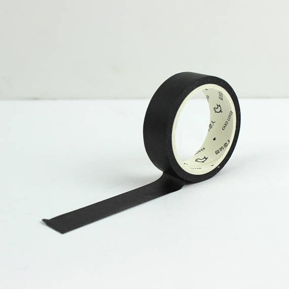 Solid Black Washi Tape Japanese Paper Tape Elegant
