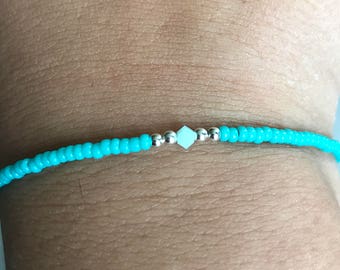 Turquoise Swarovski/miyuki bracelet, Swarovski bracelet, turquoise bracelet, miyuki bracelet, boho bracelet, Ibiza bracelet, stack bracelet