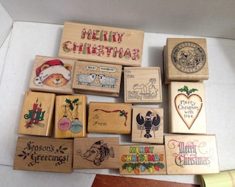 Vintage Rubber Stamp grab bag Christmas #2