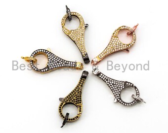 CZ Clear Micro Pave Lobster Claw Clasp, Cubic Zirconia Clasp/Connector/Link, 14x33mm, sku#H97