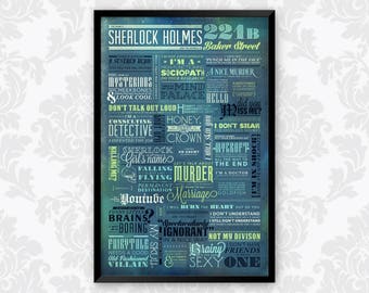 BBC Sherlock Holmes TV Series 221b Baker Street Quote Typography Art Poster