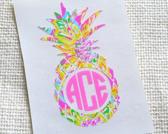 Pattern Monogram Pineapple Decal, Pattern Pineapple Monogram, Preppy Pineapple Monogram, Pineapple Decal, Car Decal