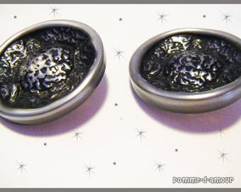Set of 2 silver buttons 3.6 cm