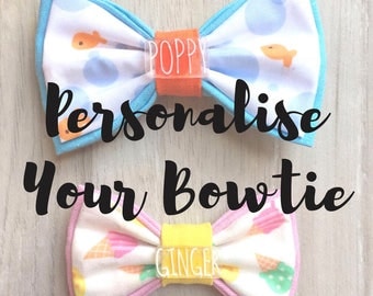Personalize Your Bowtie - Add on Name Tag - Hand Drawn Dog Name Tag / Plastic Dog Tag / Personalised Tags for Dogs / Customized Bowties
