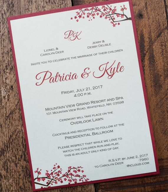 Red Invitation Red Invitations Red and white Wedding
