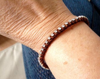 LEATHER STRAP AND CLASP WITH RHINESTONE