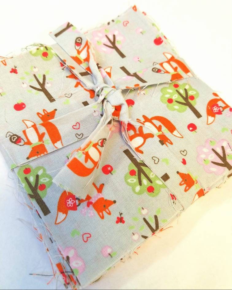 Quilt Fabric FOXES Foxes and Flowers Spring Quilting Squares