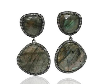 15% off ON SALE Labradorite earrings - Gemstone earrings - Dangle and drop earring - Large Gemstone Earrings - Bridesmaid earring - Bezel se
