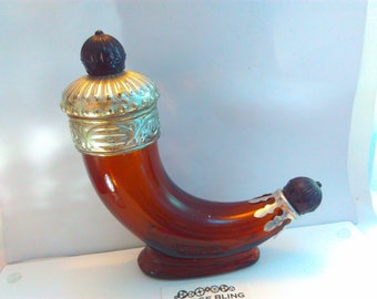 Vintage glass perfume bottle, vintage bottle, perfume bottle, vintage perfume bottle, dressing table, aftershave bottle, drinking horn bottl