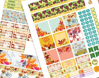 September Monthly Kit planner stickers Printable,HAPPY PLANNER STICKERS,Septembe Monthly Kit,Autumn fruits Planner Stickers Instant Download