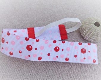 Headband wide child bubble of SOAP, pink and red on white 51 cm - ninette barrettes