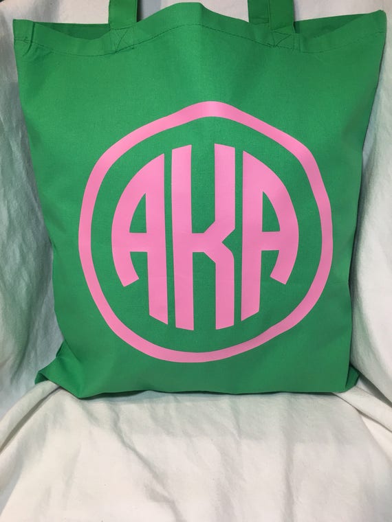 AKA pink and green monogram tote bag Alpha Kappa Alpha