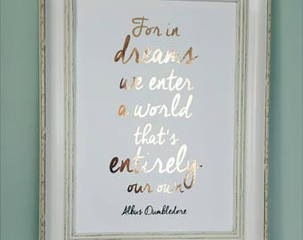 A4 Albus Dumbledore Quote Print - Harry Potter Print - Harry Potter Poster - Harry Potter Art - Harry Potter Gold Foil Print - Bedroom Decor