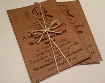 Rustic I spy Wedding Game cards