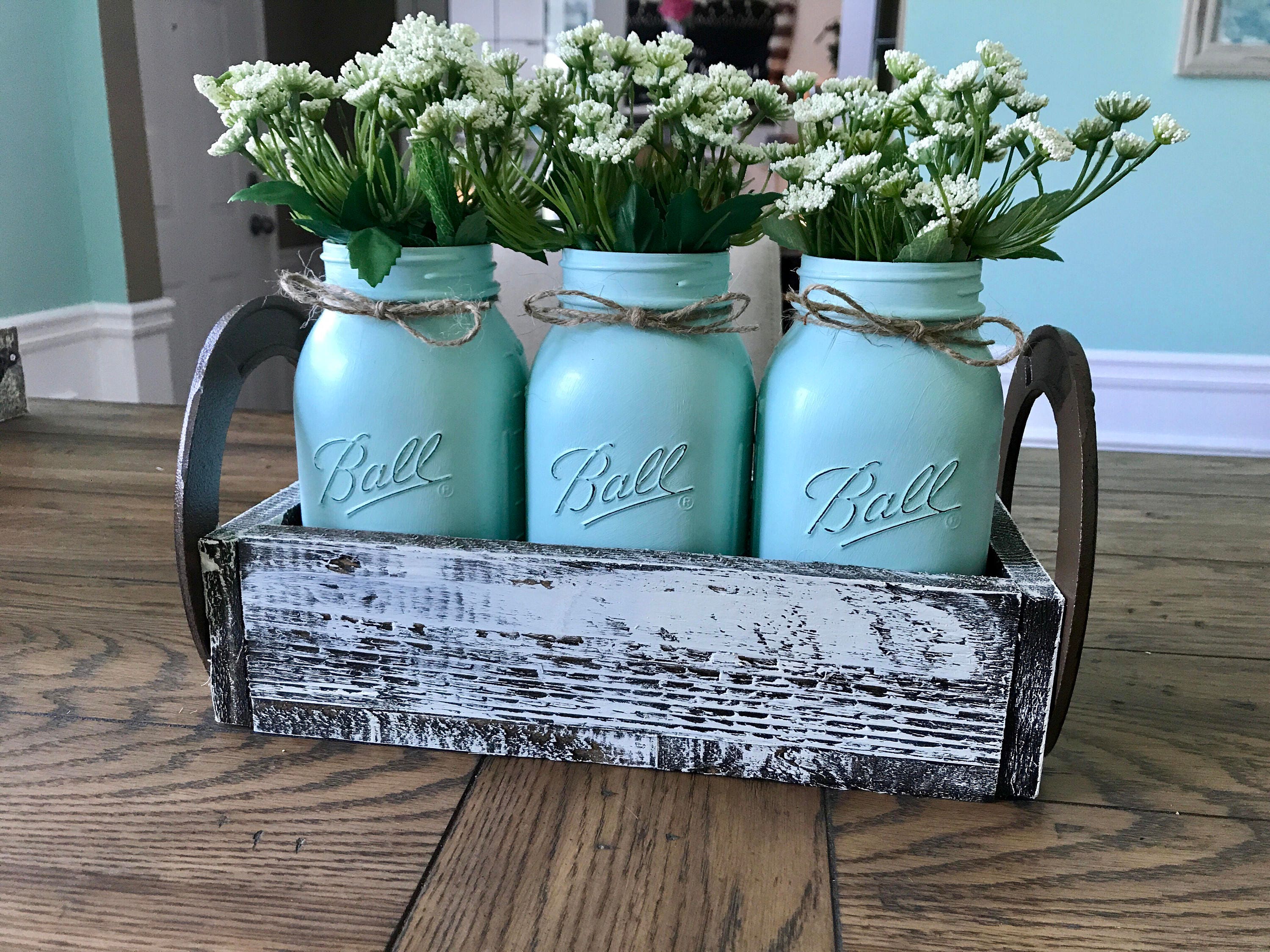 Mason jar home decor Mason jar centerpiece Mason Jar table