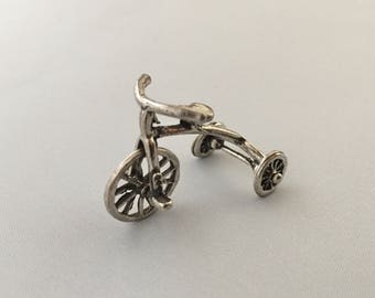 1940's Vintage Italian Solid Silver Miniature Bicycle Ornament Bomboniere, Baptism Holy Communion, Wedding Favors, Baby Gift, Memento