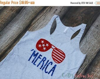 ON SALE Merica Tank Top - Women's 4th Of July Tank - July 4th Tank Top - America Tank Top - Patriotic Tank Top - Merica Shirt - Women's Meri