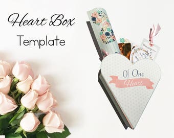 September 2017 Visiting Teaching Heart Box Template, Printable, Instant Download, heart box template