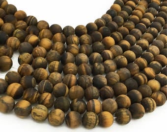 1Full Strand Matte Tiger Eye Round Beads 6mm 8mm 10mm Wholesale Gemstone for Jewelry Making