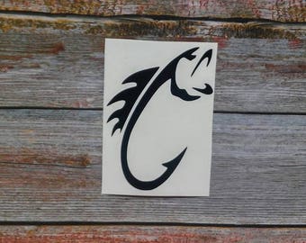 Yeti Decal for Men, Fishing Decal, Fishing Decal for Yeti, Fish Decal, Fish Hook Decal, Car Decal for Men, Fishing Stickers, Yeti Decal