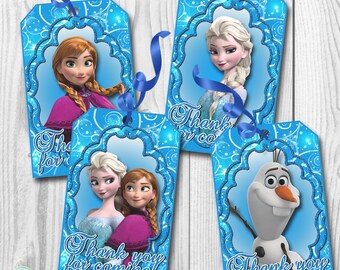 DISNEY FROZEN Thank You Tags, Disney Frozen Favor Tags, Disney Frozen Gift Tags, PRINTABLE, You Print