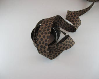 Bias leopard, Brown, 100% cotton, 30 mm wide.