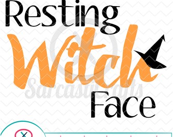 Resting Witch Face - Halloween Graphic - Digital download - svg - eps - png - dxf - Cricut - Cameo - Files for cutting machines