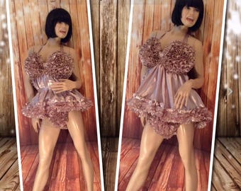 Prissy Sissy Maid High Shine Silky Soft Satin ~ Outrageous and Over The Top Enfemme Boutique ' FemBot' Dress Custom Fit (Made to Measure).