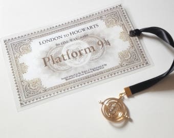Bookmark Harry Potter Time Turner Harry Potter bookmark Hermione ticket platform 3/4 Hogwarts express Geek magical gift idea