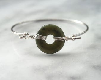 Jade Bangle, Gemstone Donut, Gemstone Bangle, Jade Bracelet, Gemstone Bangle, Donut Bracelet, Gemstone Gift,