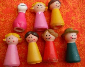 Vintage 1960's Rubber Family Finger Puppets Kids toy Collectible Q E P Bronx NY Repurpose