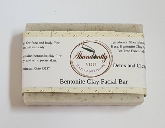 Bentonite Clay Facial Cleansing Soap Bar with Tea Tree Essential Oil