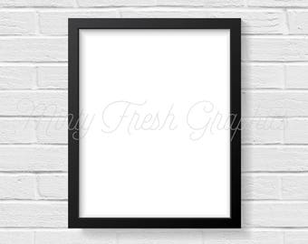 Frame Mockup - Black Picture Frame - White Brick Wall - 16x20 Frame - Social Media Photo - Photoshop PSD - Instant Download - Commercial Use