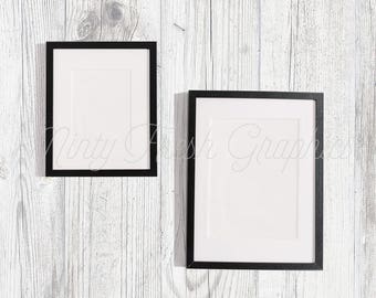 Frame Mockup - Black Picture Frames - White Wall - 5x7 Frame - 9x12 Frame - Social Media Photo - Photoshop PSD - Instant Download