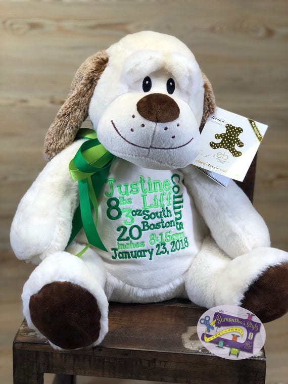 Personalized stuffed Dog Personalized baby gift Birth