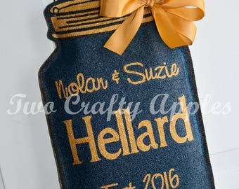 Mason Jar Burlap Door Hanger