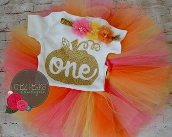 pumpkin first birthday outfit, 1st birthday girl , 1st birthday girl outfit , orange birthday outfit , birthday tutu , fall birthday outfit