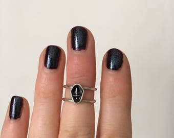 Coffin ring//midi ring//sterling silver ring