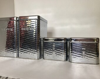Mid Century Kitchen Chrome Canisters Kitchen Storage Rare Design